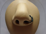 Black Titanium  L Shape Nose Ring Stud Hoop Triple Aqua Green CZ 18 gauge 18g - I Love My Piercings!