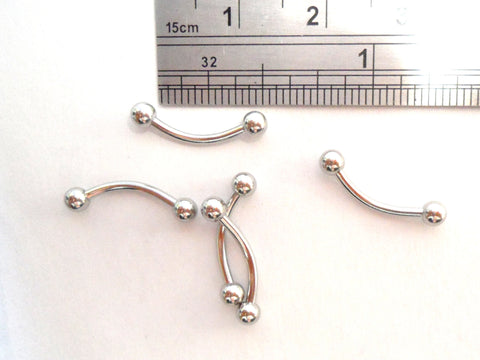 5 Pc Surgical Stainless Steel Curved Piercing Bars 16 gauge 16g 3/8 inch 10 mm - I Love My Piercings!