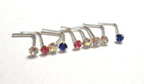 10 Sterling Silver Claw Set Tiny Crystal Nose Studs 22 gauge Choose L or straight - I Love My Piercings!