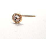 10K Yellow Gold Clear Crystal CZ Ornate Nose Stud L Shape Pin 22 gauge 22g - I Love My Piercings!