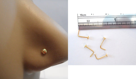 4 Pc 18KT Gold Plated Flat Round Disk Nose Studs L Shape Pins Rings 22 gauge 22g - I Love My Piercings!