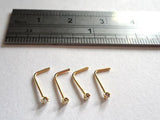 4 Gold Tiny Crystal Nose Studs Pins Rings L Shape 22 gauge 22g - I Love My Piercings!