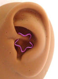 Purple Titanium Plated Star Daith Piercing Barbell Fancy Stud 16 gauge 16g - I Love My Piercings!