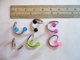 6 Piece Surgical Steel Twisted Glitter Balls Conch Rings Hoops 14 gauge 14g - I Love My Piercings!