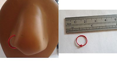 Red Titanium Sterling Silver Nose Jewelry Stud HOOP Ring 22 gauge 22g 9mm - I Love My Piercings!