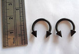 Pair Black Titanium Spiked Half Hoop Snake Bites 14 gauge 14g 10mm diameter - I Love My Piercings!