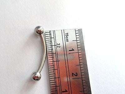 Surgical Steel Curved Barbell 14 gauge 14g 15mm Length 4mm balls - I Love My Piercings!