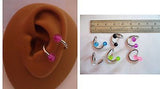 6 Piece Surgical Steel Twisted Glitter Balls Conch Rings Hoops 14 gauge 14g - I Love My Piercings!