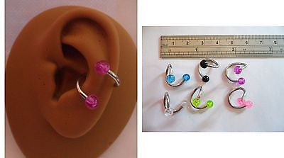 6 Piece Surgical Steel Twisted Glitter Balls Conch Rings Hoops 14 gauge 14g - I Love My Piercings!