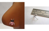 Sterling Silver Nose Stud Pin Ring L Shape Large Owl 20g 20 gauge Pink - I Love My Piercings!
