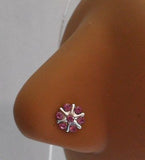 Sterling Silver Nose Stud Pin Ring L Shape Large Flower 20g 20 gauge Purple - I Love My Piercings!