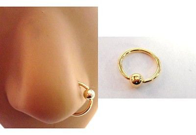 New GOLD Captive Bead Hoop Nose Ring 16 gauge 16g 10mm Diameter - I Love My Piercings!