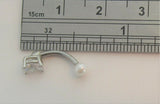 Surgical Steel Small Clear Oval Crystal Pearl Ball VCH Hood Clit Ring Bar 16 gauge 16g - I Love My Piercings!