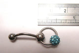 Aqua CZ Crystal Ball Dangle Bar VCH Jewelry Clit Clitoral Hood Ring 14 gauge 14g - I Love My Piercings!