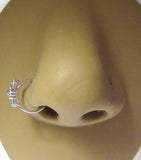 Surgical Steel 3 Aqua Blue Cup Setting Nose Nostril Hoop Ring 20 gauge 20g 8 mm - I Love My Piercings!