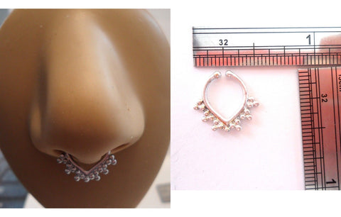 Pearlized Silver Fake Faux Beaded Ornate Septum Hoop Barbell Ring 18 gauge - I Love My Piercings!