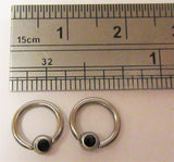Surgical Steel Black Gem Crystal Small Hoops Tragus Rook Piercing 16 gauge 16g - I Love My Piercings!