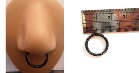 Black Segment Septum Nose Ring Hoop Barbell 12g 12 gauge 12mm Diameter - I Love My Piercings!