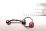 Pink CZ Crystal Ball Dangle Bar VCH Jewelry Clit Clitoral Hood Ring 14 gauge 14g - I Love My Piercings!