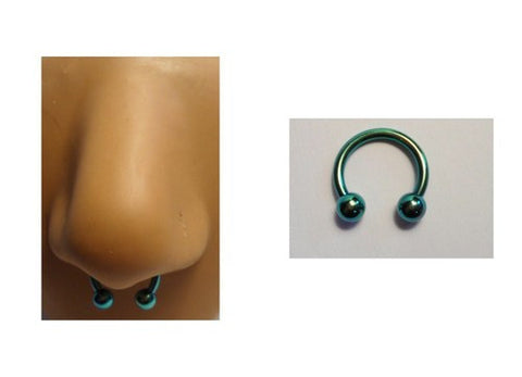 Green Circular Horseshoe Half Hoop Septum Ring 14g 14 gauge 10mm - I Love My Piercings!