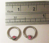 Surgical Steel Pink Gem Crystal Small Hoops Tragus Rook Piercing 16 gauge 16g - I Love My Piercings!
