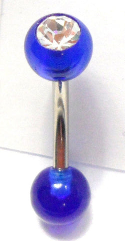 Blue Clear Crystal Cz Ball Curved Bar VCH Jewelry Clit Clitoral Hood Ring 14 gauge 14g - I Love My Piercings!