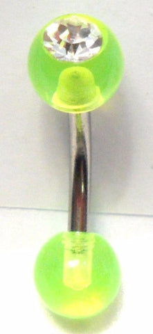Green Clear Crystal Cz Ball Curved Bar VCH Jewelry Clit Clitoral Hood Ring 14 gauge 14g - I Love My Piercings!