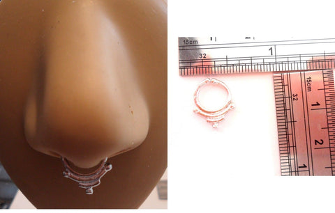 Pearlized Silver Fake Faux Tiered Ornate Septum Hoop Barbell Ring 18 gauge - I Love My Piercings!
