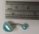 Teal Faux Pearl Heart Curved Barbell VCH Clit Clitoral Hood Ring 14 gauge 14g - I Love My Piercings!
