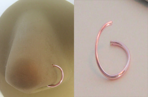 Titanium Plated Pink Rose Seamless Continuous Nose Hoop Ring 20 gauge 20g - I Love My Piercings!