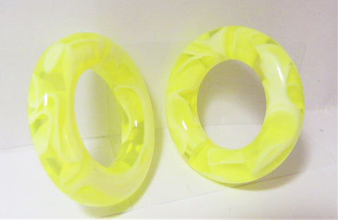 Pair Yellow Marble Light Acrylic Seamless Segment Hoops Rings Plugs 2 gauge 2g - I Love My Piercings!