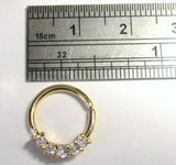 18k Gold Plated Clear Gems CZ Cartilage Hoop Ring Seamless 16 gauge 16g 10 mm - I Love My Piercings!