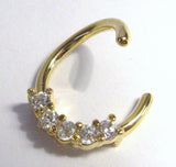 18k Gold Plated Clear Gems CZ Cartilage Hoop Ring Seamless 16 gauge 16g 10 mm - I Love My Piercings!