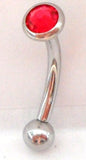 5 mm Flat Top Red Crystal CZ Vertical Clitoral Hood VCH Jewelry Curved Genital 14 gauge - I Love My Piercings!