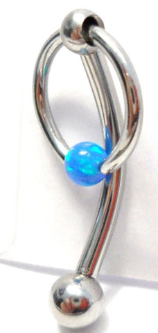 Blue Opal Stone Hoop Dangle Barbell Bar VCH Jewelry Clit Clitoral Hood Ring 14 gauge 14g - I Love My Piercings!