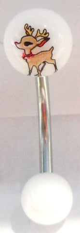 Reindeer Christmas Xmas Curved Barbell Bar VCH Jewelry Clit Clitoral Hood Ring 14 gauge 14g - I Love My Piercings!