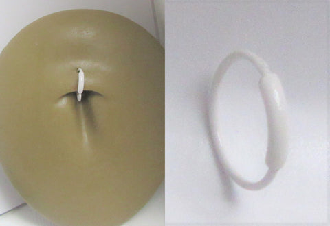 White Titanium Bar Smaller Thinner Hoop Belly Navel Ring 20 gauge 20g - I Love My Piercings!