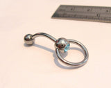Aqua Crystal CZ Dangle Curved Barbell Bar VCH Jewelry Clit Clitoral Hood Ring 14 gauge - I Love My Piercings!