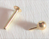 14K Yellow Gold Not Plated Push Pin 8 mm Long Flat Back 3 mm Ball Stud 16 gauge - I Love My Piercings!