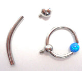 Blue Opal Stone Hoop Dangle Barbell Bar VCH Jewelry Clit Clitoral Hood Ring 14 gauge 14g - I Love My Piercings!