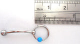 Blue Opal Stone Hoop Dangle Barbell Bar VCH Jewelry Clit Clitoral Hood Ring 14 gauge 14g - I Love My Piercings!