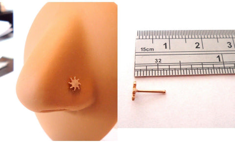 Yellow Gold Titanium Sun Burst Nose Bone Straight Pin Ball End Stud 20 gauge 20g - I Love My Piercings!